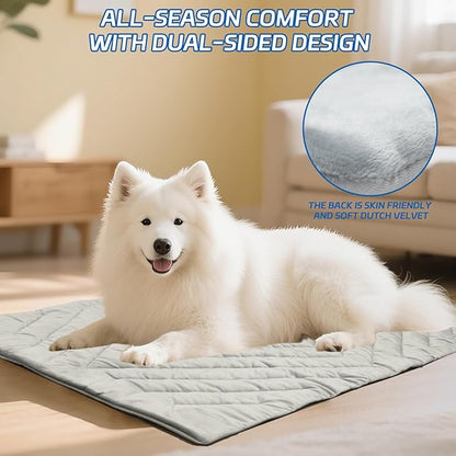 Dog Cooling Mat Self Coolings Foldable Cooling Pad for Dog in Summer Coolings Mat for Dogs and Cats Machine Washable (Rectangle,Gray, Large-48 L x 28" W)