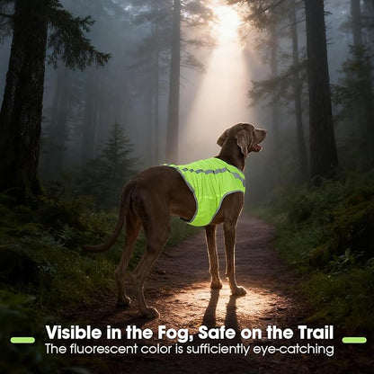 FUAMEY Dog Reflective Vest for Small Dogs,Dog Hunting Vest High-Visibility Dogs Safety Vest for Night Walking Water-Resistant Service Pet Gear Adjustable Outdoor Activities Neon Green S
