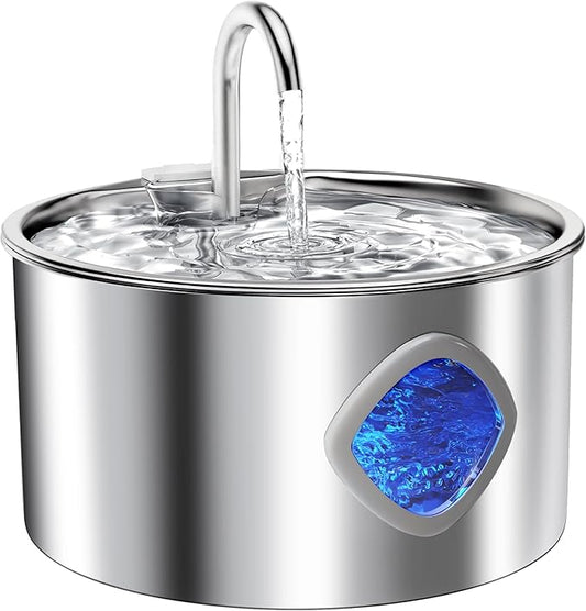 Cat Water Fountain Stainless Steel: 108oz/3.2L Cat Fountain for Drinking - Pet Water Fountains for Cats Indoor - Dog Water Bowl Dispenser - Pets Feeding & Watering Supplies - Automatic Water Dispenser