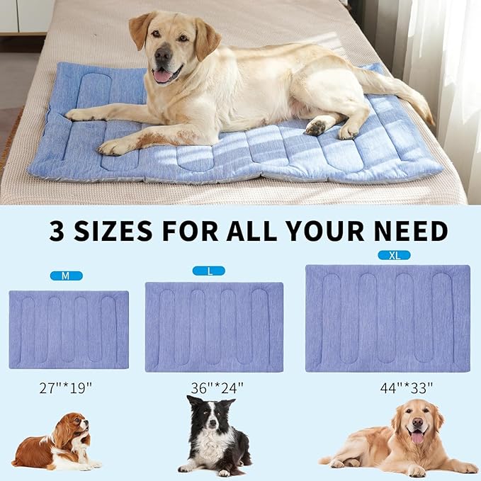MARUNDA Dog Cooling Mat, Q-MAX>0.45 Premium Self-Cooling Pad for Large Dog Indoor Portable Kennel Puppy Bed for Couch Summer Crate Cooling Pad for Dog. Keep Your Pet Cool (Large - 35.5 x 23.6 Inch)