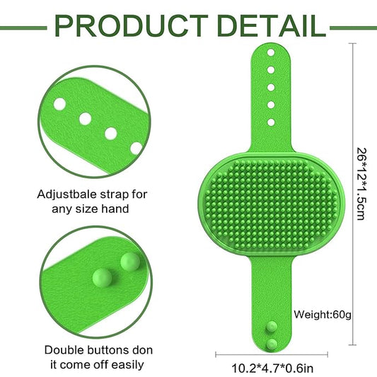 2Pack Dog Bath Brushes, Dog Grooming Brush Pet Bath Brush Scrubber Pet Shampoo Brush Soothing Massage Rubber Comb with Adjustable Ring Handle for Wet Dry Long Short Haired Dogs and Cats