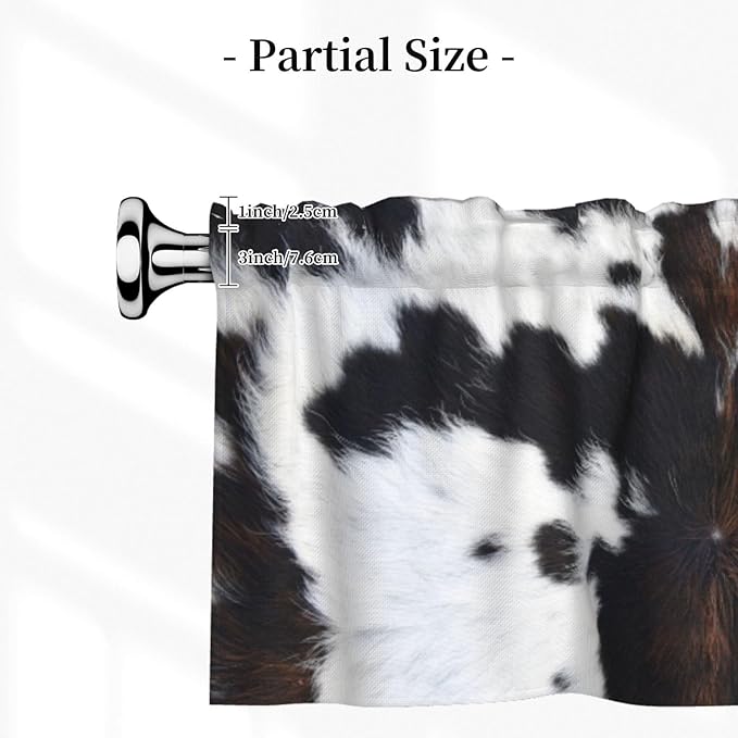 Cowhide Curtain Valance Short Rod Pocket Window Treatment for Living Room Bedroom Kitchen Bathroom 1 Panel 54" W x 18" L