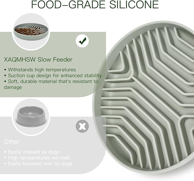 Slow Feeder Dog Bowls, Puzzle Silicone Dog Feeding Bowls with Suction Cups, Anti-Choking, Non-Slip Design, Reduces Boredom, Anxiety, Ideal for Medium to Small Dogs & Cats - XAQMHSW