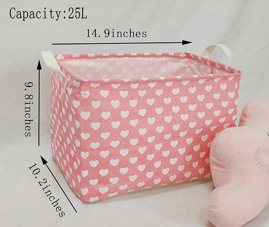 Girls Storage Basket Pink Valentine's Day Gifts Basket Waterproof Organizer Nursery Bins Toy Box for Organizing Home/Dorm/Kitchen/Pet/Office/Closet/Shelf/Room Decor