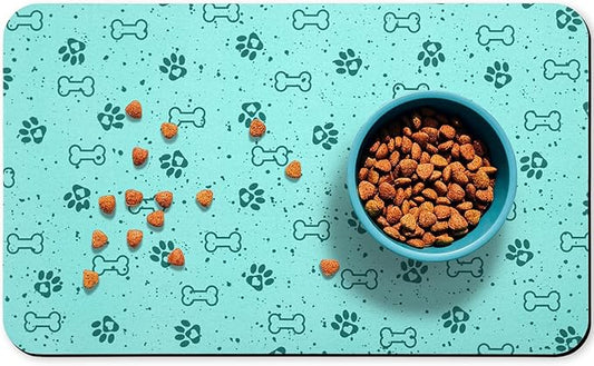 Dog Food Mats,Cat Absorbent Water Bowl Feeding Mats Pet Placemats for Food and Water Spot 16 * 24 inch
