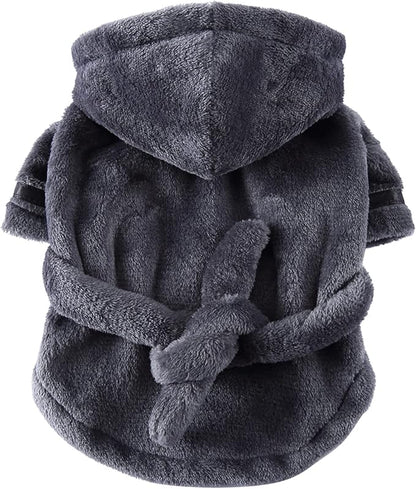 Petyoung Pet Bathrobe Dog Pajama Thickened Hooded Bathrobe Quick Drying and Super Absorbent Dog Bath Towel Soft Pet Nightwear for Puppy Small Dogs Cats