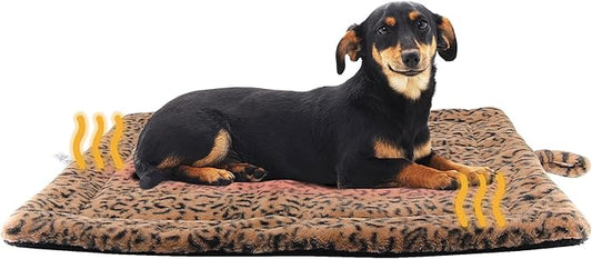 Self Warming Cat Pad for Cats and Dogs, Non Electric Thermal Pet Mat, Washable Soft Sleeping Mat with Non Slip Backing, Indoor & Sheltered Outdoor Use, 30 x 24 in, Brown/Black
