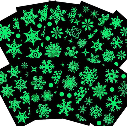 93PCS Glow in The Dark Snowflake Window Clings, Glass Window Snowflake Decals, Non-Adhesive Stickers, Static Stickers, Christmas Stickers for Children's Room Decoration Christmas Decoration