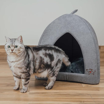 Best Pet Supplies Dog House Bed Crate Mat Tent Indoor Round Soft Plush for Small, Medium, and Large Breeds - Gray, 16 x 16 x H:16"