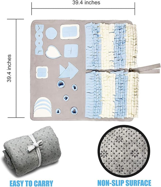 Snuffle Mat for Small Large Dogs (39.4" x 39.4") - Nosework Feeding, Easy to Fill, Machine Washable Training, Pet Activity/Toy/Play, Great for Stress Release - L