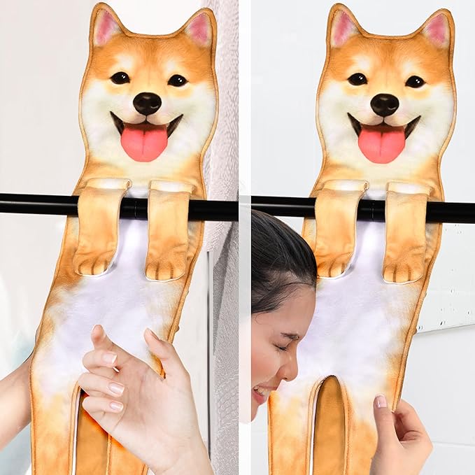 AGRIMONY Funny Shiba Inu Dog Hand Towels for Kitchen Bathroom - Dog Mom Dad Gifts for Women Men Teens Kids-Easter Mothers Fathers Days Valentines Housewarming Birthday Gifts for Animal Lovers