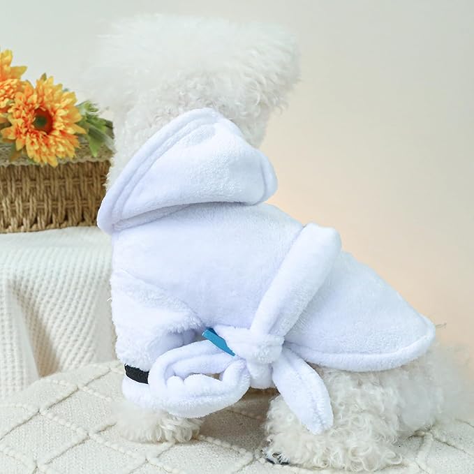 Dog Bathrobe Fast Absorbent Hooded Bath Towel Small Dog Thickened Luxury Pajamas Sleepwear Super Soft Microfibre Pet Bath Robe Nightwear Dog Drying Coat Bag for Puppy Cats Chihuahua Yorkie Poodle