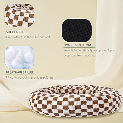 39 Inch Calming Dog Bed for Large Dogs, Round Anti-Anxiety Warm Bed, Soft Cozy Anti-Slip Donut Washable Pet Bed, Fits up to 100 lbs Pets