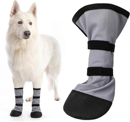 2 Pcs Dog Paw Wound Recovery Boots Non-Slip Dog Protector Boots for Injured Paw Breathable Soft Pet Shoes for Wound Care Outdoor Walking(S,Gray)