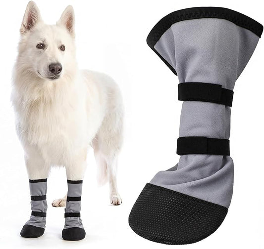 2 Pcs Dog Paw Wound Recovery Boots Non-Slip Dog Protector Boots for Injured Paw Breathable Soft Pet Shoes for Wound Care Outdoor Walking(XL,Gray)