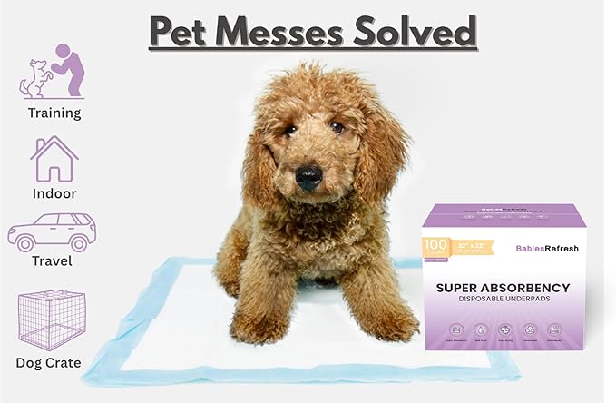 100 Count Super Absorbency Medium 22” x 22" Disposable Underpads, Leakproof Quick Drying for Multi-use for Babies, Puppy Pads and Adults, Potty Training Pads, Pet Pee Pads, Cat Pee Pads, Blue