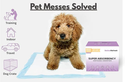 100 Count Super Absorbency Medium 22” x 22" Disposable Underpads, Leakproof Quick Drying for Multi-use for Babies, Puppy Pads and Adults, Potty Training Pads, Pet Pee Pads, Cat Pee Pads, Blue