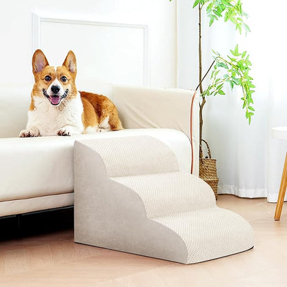 Dog Stairs for Small Dogs, High Density Foam Dog Steps, Extra Wide Non-Slip Pet Ramp for High Beds Or Couch, Soft Doggie Ladder for Dogs Injured, Older Pets, Small Cats