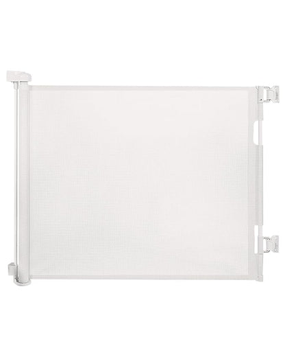 Retractable Baby Gate for Stairs – 33” Height, Expands up to 55” Width – Safety Gate for Infants, Toddlers, Dogs & Pets – Easy Install, Secure Closure, White Mesh Design for Indoor & Outdoor Use