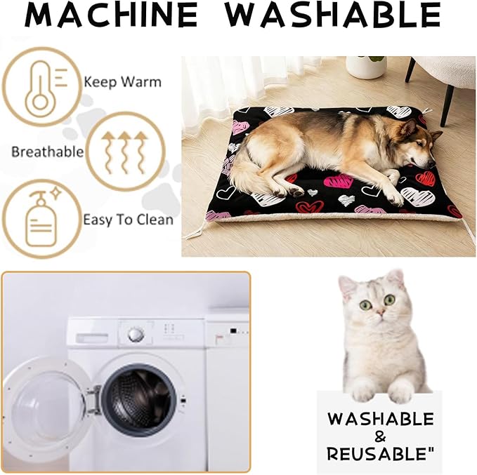 Dog Cat Bed Mat Ultra Soft Fluffy Pet Bed Washable Fashion Dog Crate Beds Comfy Comfy Pet Sleeping Pad Suitable for Pet Raised Bed(30"x26",Heart)