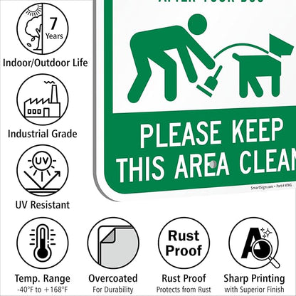 SmartSign Pet Waste Transmits Disease Clean Up After Your Dog Sign - 12" x 18", 120 mil Aluminum Composite (ACM), Engineer Grade Reflective Material, Green and White, Made in USA