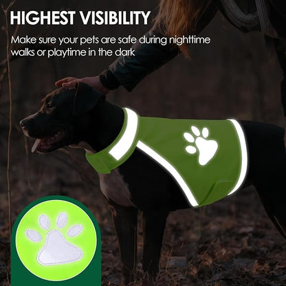 SUNFURA Dog Reflective Safety Vest, High Visibility Adjustable Dog Hunting Harness Vest for Outdoor Activity & Night Walking, Breathable Pet Jacket for Small Medium Large Dogs (Green, XXL)
