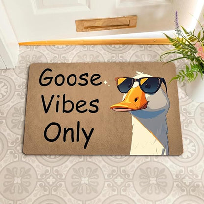 Funny Welcome Doormat (23.7 in X 15.6 in) Anti-Slip Rubber Back Entrance Way Indoor Front Porch Decor Rugs House Warming Gift (Hilarious Unique Goose Vibes Only)