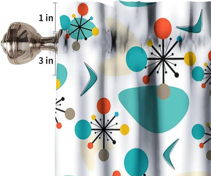 Mid Century Modern Kitchen Valance Curtains, Retro Atomic Starburst Abstract Geometric Pattern 1950S 60S Vintage Window Curtain Valance for Bedroom Living Room 54x18inch