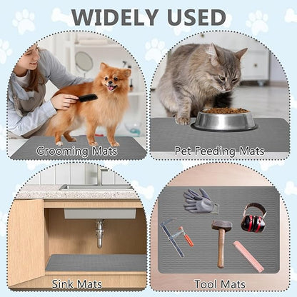 Dog Grooming Table Mat Pad Non Slip - 28" x 19.7" Silicone for Cat Litter Mat, Waterproof Soft Pet Grooming Table Mats for Home Use & Professional Salon