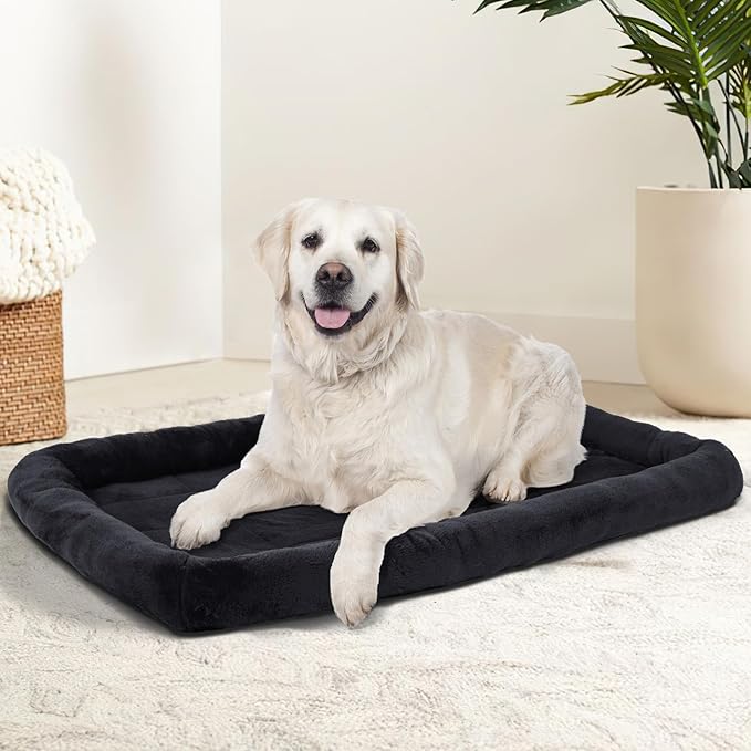 Patas Lague Bolster Dog Bed for Small Dogs 24''x18'', Soft Warm Foam Pet Sofa Bed, Machine Washable Pet Cat Crate Mat for Small Breeds, Black