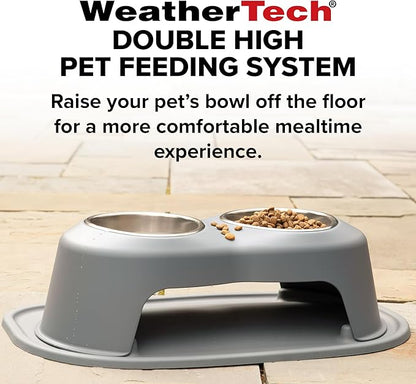 WeatherTech Double High Pet Feeding System - Elevated Dog/Cat Bowls - 10 inch High Light Grey (DHC6410LGLG)