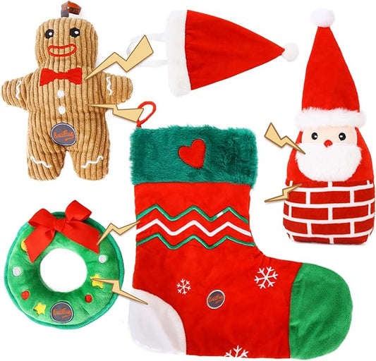 Laifug Christmas Dog Toy, containing rustling Paper Pieces to Attract Pets, Interactive Plush chew Toy, Suitable for Small, Medium and Large Dogs, relieves Canine Anxiety.