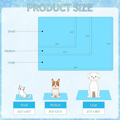NACOCO Summer Pet Cooling Mat - Cat Dog Cushion Pad Sleeping Cool Snowflake Comfortable Soft for Pets Kids and Adults (Blue Snowflake, M)