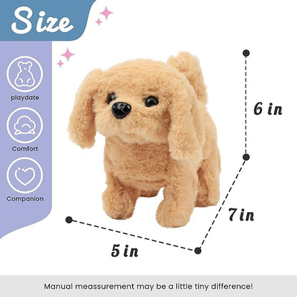 Hopearl Walking Dog Golden Retriever Interactive Electronic Pet Plush Toy Puppy Woof and Moving Animated Nodding Head Gifts for Toddlers Birthday, Brown, 7''