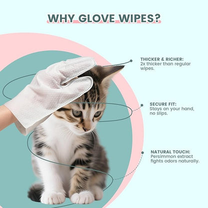 100 PCS Pet Glove Wipes for Paws and Butt Large Puppy Wipes for Dogs Face and Body Dog Wipes Cleaning Deodorizing Cat Wipes Cleaning Fur and Butt Doggie Wipes Doggy Wipes Bum Dog Ear Wipes