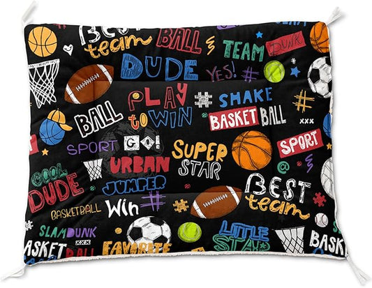 Dog Cat Bed Mat Ultra Soft Fluffy Pet Bed Washable Fashion Dog Crate Beds Comfy Comfy Pet Sleeping Pad Suitable for Pet Raised Bed(30"x26",Ball Game)