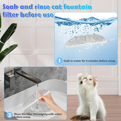 12 Pack Cat Water Fountain Filters for eufy Stainless Steel Water Dispensers 3L/105oz, Triple Filtration System Pet Fountain Filter Replacement for Cats Or Dogs
