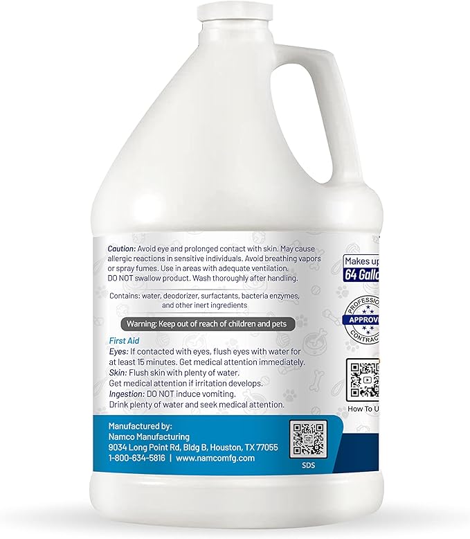 Pet Carpet Shampoo with Enzyme Odor, Urine, and Stain Eliminator - 1 Gallon