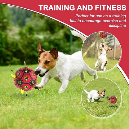 Interactive Dog Toy Balls with 4 Layers, World Cup Dog Soccer Ball with Straps, Durable Dog Balls with Skull Pattern, Waterproof Advanced Football Pets, Indoor & Outdoor Use(6 Inch)