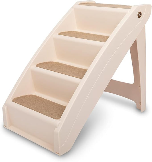 PetSafe CozyUp Folding Dog Stairs, Portable Indoor/Outdoor Pet Steps for Bed, Couch & Car, Tan, 20 Inch