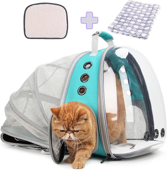Lollimeow Cat Carrier Backpack, Expandable Bubble Pet Carrier for Cats and Small Dogs, Airline Approved Travel Backpack for Hiking, Walking & Outdoor Adventures - Supports up to 14 lbs