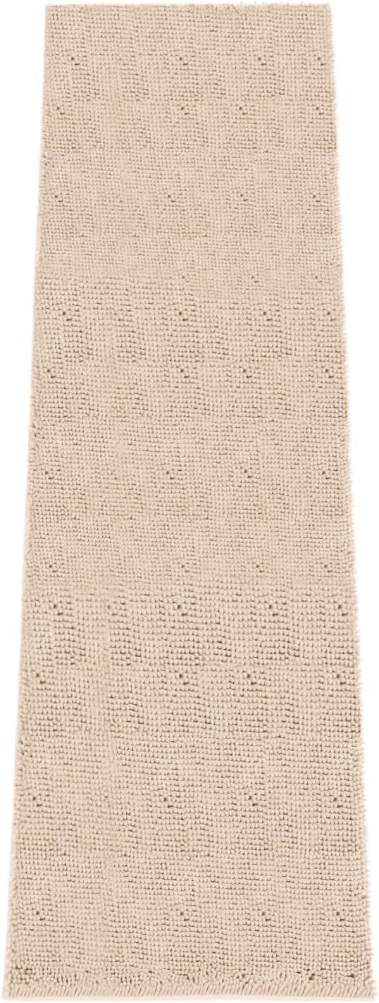 Absorbent Dog Door Mat for Muddy Paws, 120" x 36" Chenille Indoor Mats for Entryway, Trap Dirt Front Door Mat Indoor Entrance Washable Non Slip Soft Beige