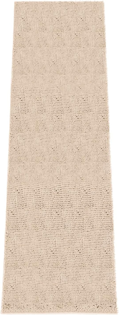 Absorbent Dog Door Mat for Muddy Paws, 120" x 36" Chenille Indoor Mats for Entryway, Trap Dirt Front Door Mat Indoor Entrance Washable Non Slip Soft Beige