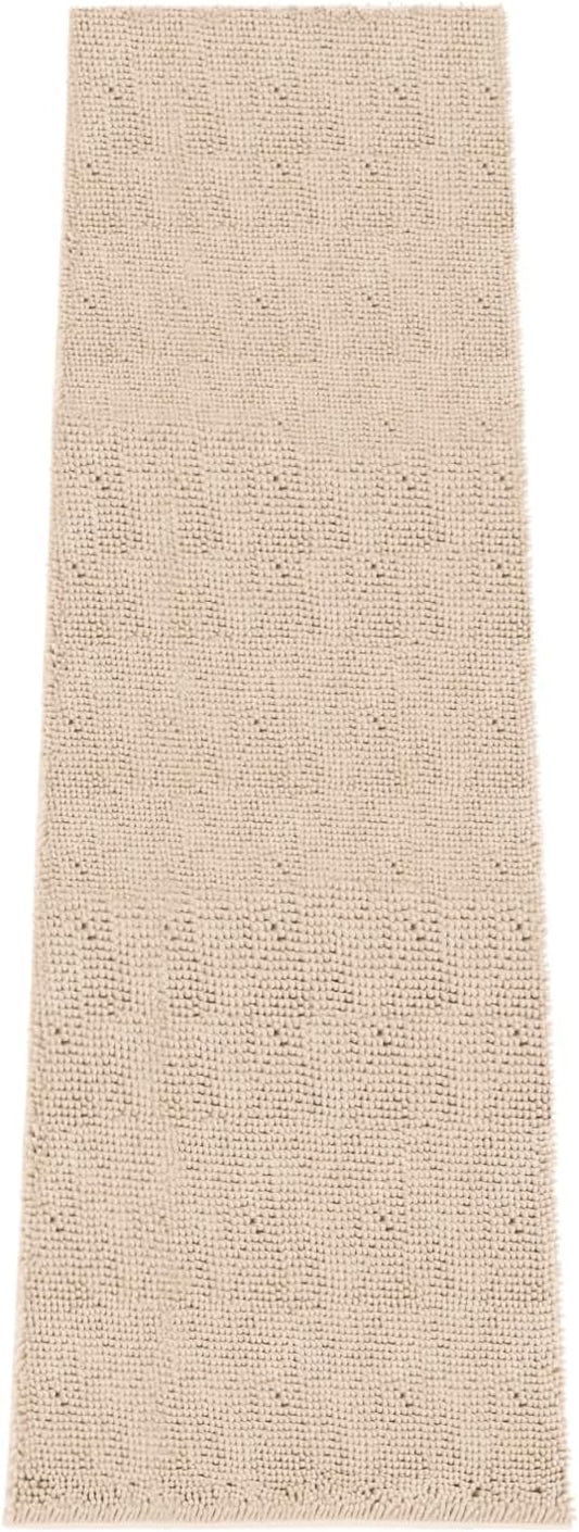 Absorbent Dog Door Mat for Muddy Paws, 120" x 36" Chenille Indoor Mats for Entryway, Trap Dirt Front Door Mat Indoor Entrance Washable Non Slip Soft Beige