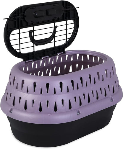 Petmate Top Load Plastic Cat Kennel for Small Dogs, Puppies & Cat Carriers, One-Door, Top Loading, Made in USA, 19" for Pets Up Tp 10 lb, Purple