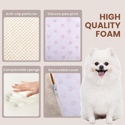 Dog Stairs for Small Dogs, High Density Foam Dog Ramp, Extra Wide Non-Slip Pet Steps for High Beds Or Couch, Soft Foam Doggie Ladder for Dogs Injured, Older Pets, Small Cats