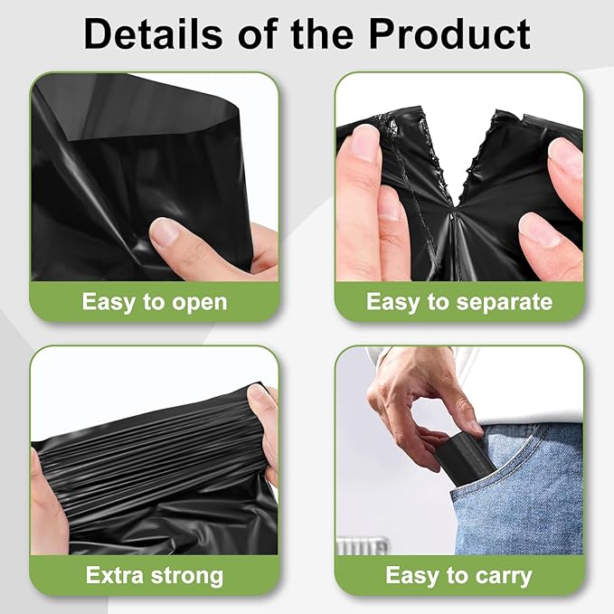 Toplive Dog Waste Bags, Poop Bags for Dogs, Extra Thick Strong Leak-Proof Doggy Bags 16 Rolls (240 Bags), Black