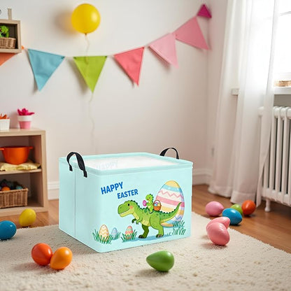 Rectangular Easter Basket for Home Kitchen Baby Girls Basket Cute Storage Bin Organizer Shelf Book Room Decor(Cute Dinosaur)