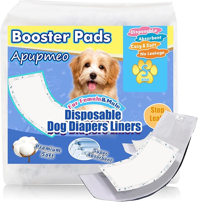 Disposable Dog Diaper Liners - 20PCS Dog Booster Pads for Male Female Dogs - Doggie Diaper Insert Pads for Pet Belly Bands Wraps Period Pants Covers(S,20)