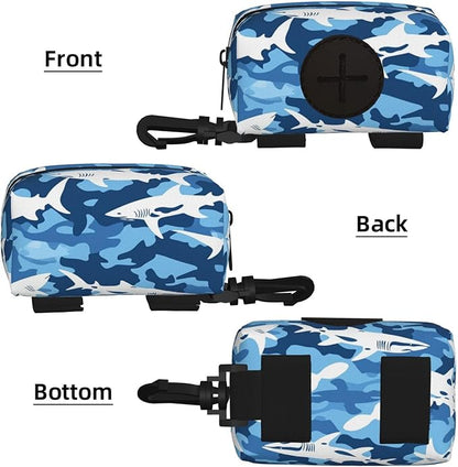 Dog Poop Bag Holder for Leashes - Lightweight Pet Waste Bags Dispenser Doggy Zippered Pouch for Puppy Walking Accessories(Shark Camo)